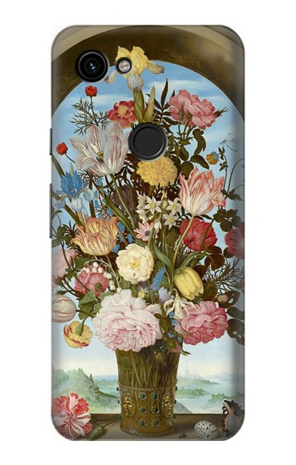 W3749 Vase of Flowers Hülle Schutzhülle Taschen und Leder Flip für Google Pixel 3a