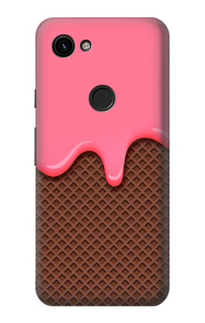 W3754 Strawberry Ice Cream Cone Hülle Schutzhülle Taschen und Leder Flip für Google Pixel 3a