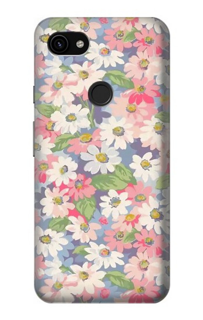 W3688 Floral Flower Art Pattern Hülle Schutzhülle Taschen und Leder Flip für Google Pixel 3a XL