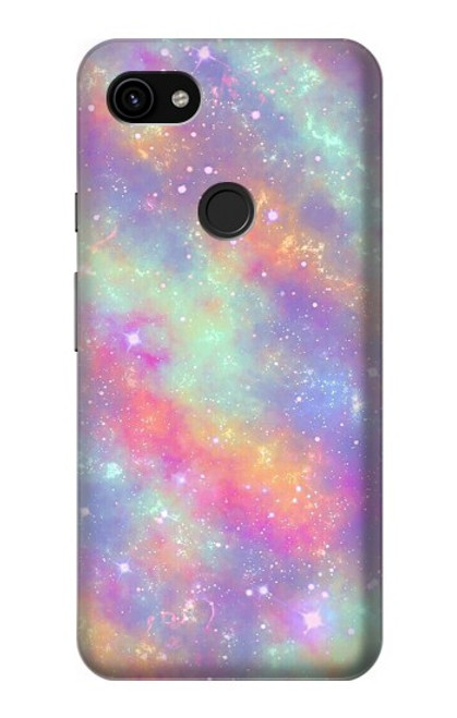 W3706 Pastel Rainbow Galaxy Pink Sky Hülle Schutzhülle Taschen und Leder Flip für Google Pixel 3a XL