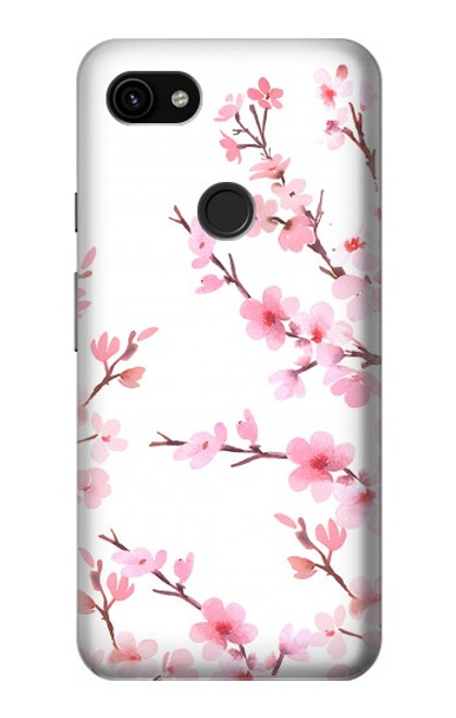 W3707 Pink Cherry Blossom Spring Flower Hülle Schutzhülle Taschen und Leder Flip für Google Pixel 3a XL