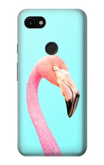 W3708 Pink Flamingo Hülle Schutzhülle Taschen und Leder Flip für Google Pixel 3a XL