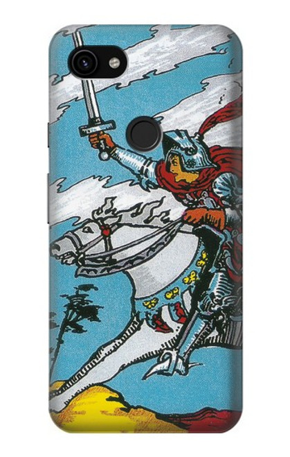 W3731 Tarot Card Knight of Swords Hülle Schutzhülle Taschen und Leder Flip für Google Pixel 3a XL