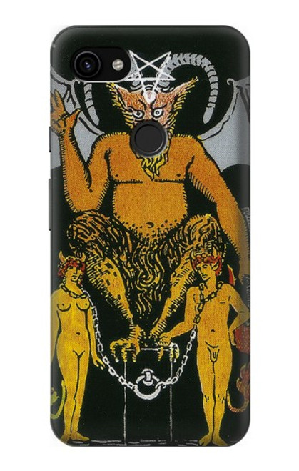 W3740 Tarot Card The Devil Hülle Schutzhülle Taschen und Leder Flip für Google Pixel 3a XL