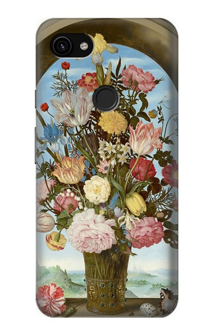 W3749 Vase of Flowers Hülle Schutzhülle Taschen und Leder Flip für Google Pixel 3a XL