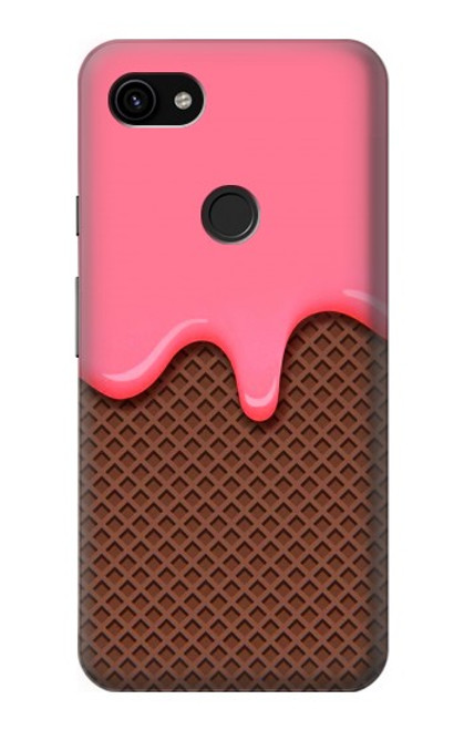 W3754 Strawberry Ice Cream Cone Hülle Schutzhülle Taschen und Leder Flip für Google Pixel 3a XL