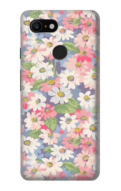 W3688 Floral Flower Art Pattern Hülle Schutzhülle Taschen und Leder Flip für Google Pixel 3