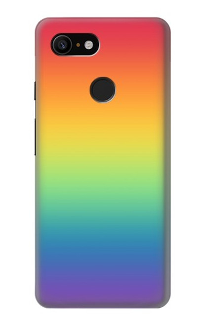 W3698 LGBT Gradient Pride Flag Hülle Schutzhülle Taschen und Leder Flip für Google Pixel 3