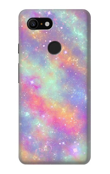 W3706 Pastel Rainbow Galaxy Pink Sky Hülle Schutzhülle Taschen und Leder Flip für Google Pixel 3