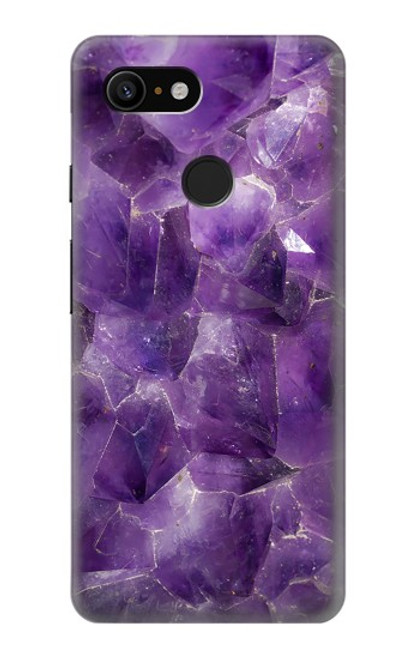 W3713 Purple Quartz Amethyst Graphic Printed Hülle Schutzhülle Taschen und Leder Flip für Google Pixel 3