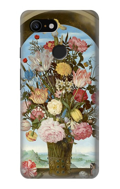 W3749 Vase of Flowers Hülle Schutzhülle Taschen und Leder Flip für Google Pixel 3