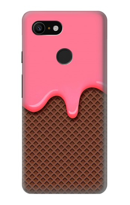 W3754 Strawberry Ice Cream Cone Hülle Schutzhülle Taschen und Leder Flip für Google Pixel 3