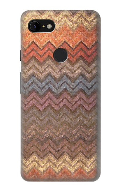 W3752 Zigzag Fabric Pattern Graphic Printed Hülle Schutzhülle Taschen und Leder Flip für Google Pixel 3 XL