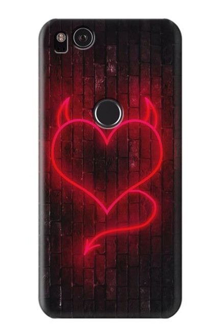 W3682 Devil Heart Hülle Schutzhülle Taschen und Leder Flip für Google Pixel 2