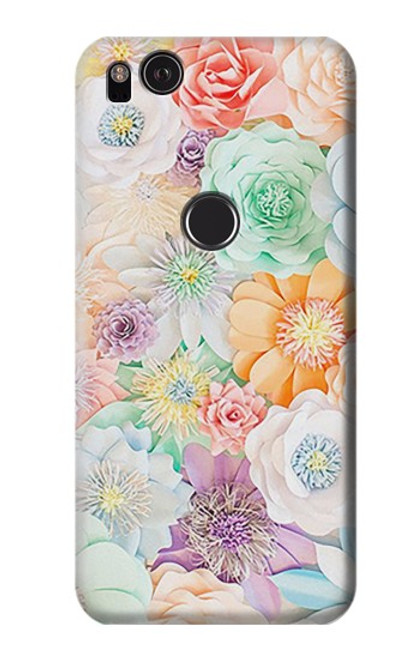 W3705 Pastel Floral Flower Hülle Schutzhülle Taschen und Leder Flip für Google Pixel 2