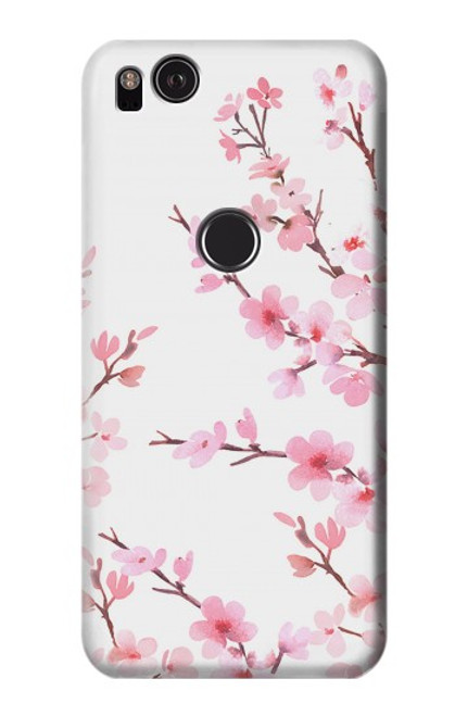 W3707 Pink Cherry Blossom Spring Flower Hülle Schutzhülle Taschen und Leder Flip für Google Pixel 2