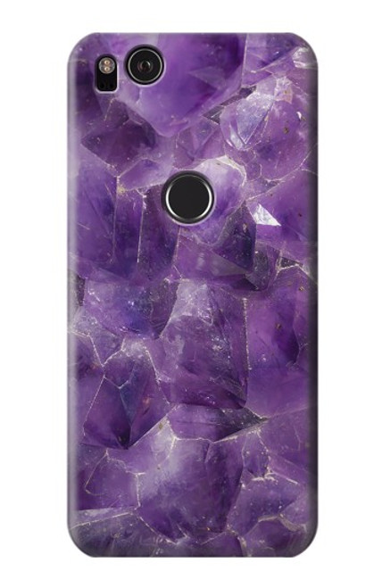 W3713 Purple Quartz Amethyst Graphic Printed Hülle Schutzhülle Taschen und Leder Flip für Google Pixel 2