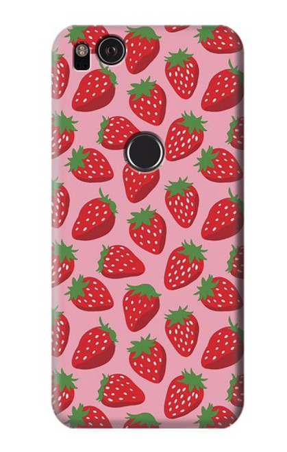 W3719 Strawberry Pattern Hülle Schutzhülle Taschen und Leder Flip für Google Pixel 2