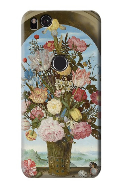 W3749 Vase of Flowers Hülle Schutzhülle Taschen und Leder Flip für Google Pixel 2