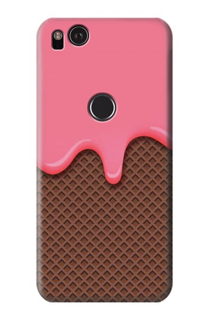 W3754 Strawberry Ice Cream Cone Hülle Schutzhülle Taschen und Leder Flip für Google Pixel 2