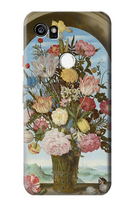 W3749 Vase of Flowers Hülle Schutzhülle Taschen und Leder Flip für Google Pixel 2 XL