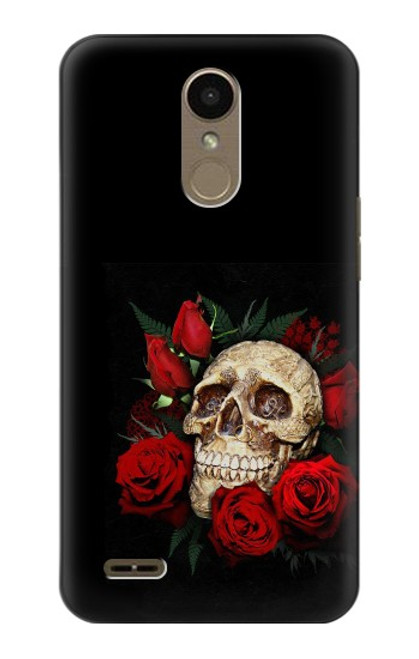 W3753 Dark Gothic Goth Skull Roses Hülle Schutzhülle Taschen und Leder Flip für LG K10 (2018), LG K30
