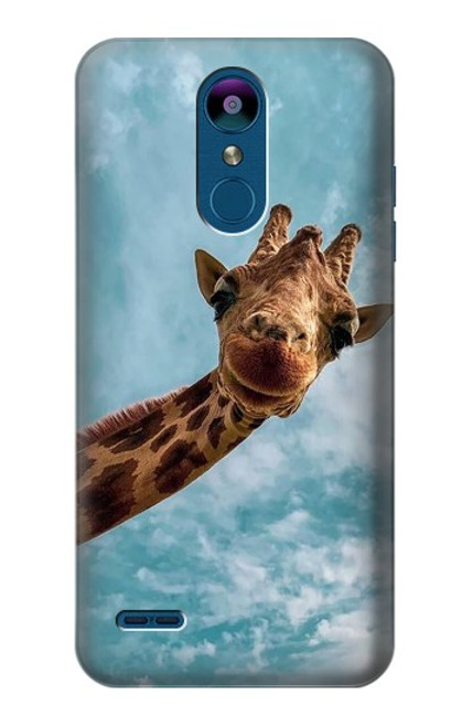 W3680 Cute Smile Giraffe Hülle Schutzhülle Taschen und Leder Flip für LG K8 (2018)