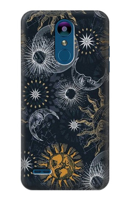 W3702 Moon and Sun Hülle Schutzhülle Taschen und Leder Flip für LG K8 (2018)