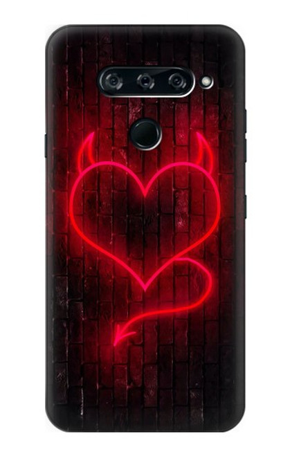 W3682 Devil Heart Hülle Schutzhülle Taschen und Leder Flip für LG V40, LG V40 ThinQ