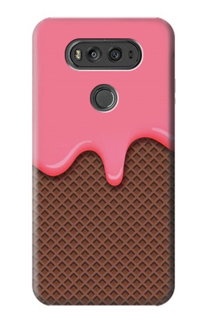 W3754 Strawberry Ice Cream Cone Hülle Schutzhülle Taschen und Leder Flip für LG V20