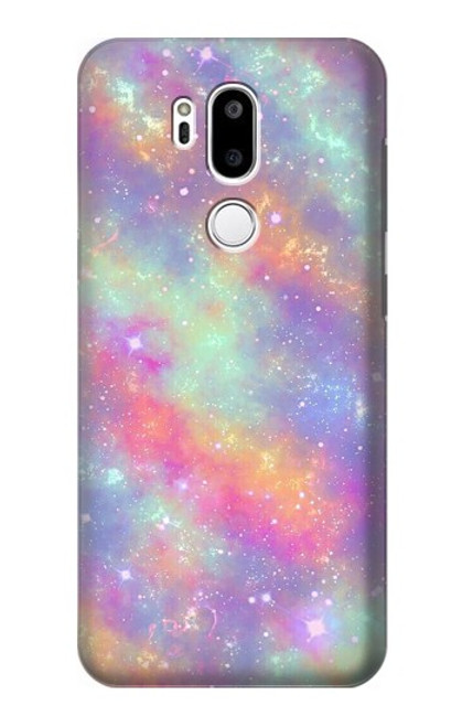 W3706 Pastel Rainbow Galaxy Pink Sky Hülle Schutzhülle Taschen und Leder Flip für LG G7 ThinQ