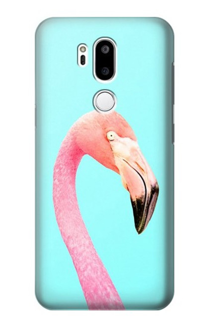 W3708 Pink Flamingo Hülle Schutzhülle Taschen und Leder Flip für LG G7 ThinQ
