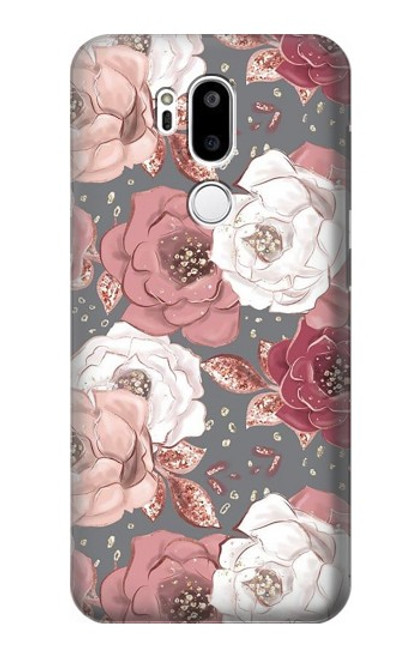W3716 Rose Floral Pattern Hülle Schutzhülle Taschen und Leder Flip für LG G7 ThinQ
