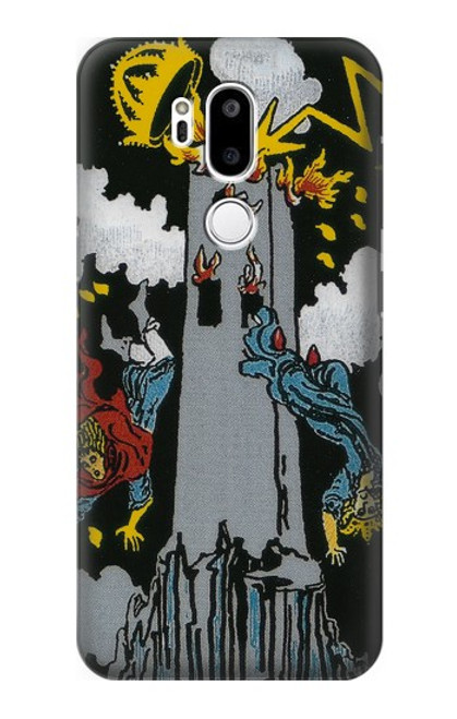 W3745 Tarot Card The Tower Hülle Schutzhülle Taschen und Leder Flip für LG G7 ThinQ