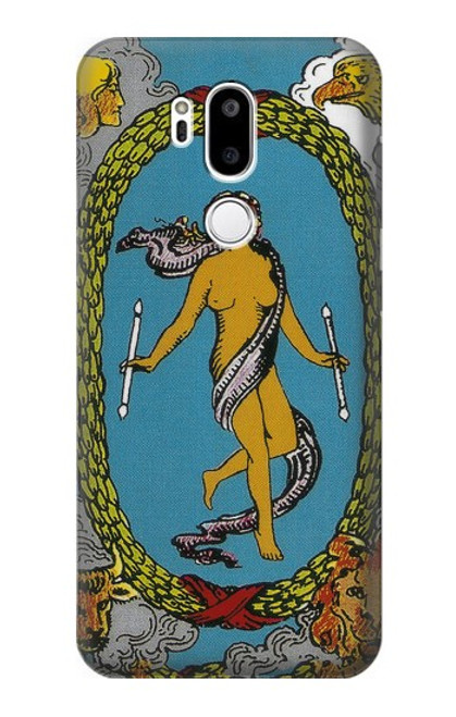 W3746 Tarot Card The World Hülle Schutzhülle Taschen und Leder Flip für LG G7 ThinQ