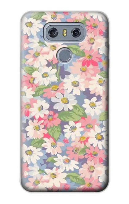 W3688 Floral Flower Art Pattern Hülle Schutzhülle Taschen und Leder Flip für LG G6