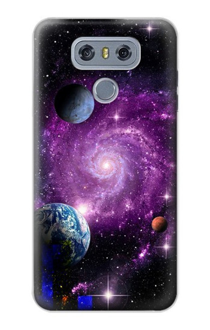 W3689 Galaxy Outer Space Planet Hülle Schutzhülle Taschen und Leder Flip für LG G6