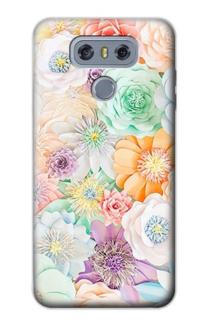 W3705 Pastel Floral Flower Hülle Schutzhülle Taschen und Leder Flip für LG G6