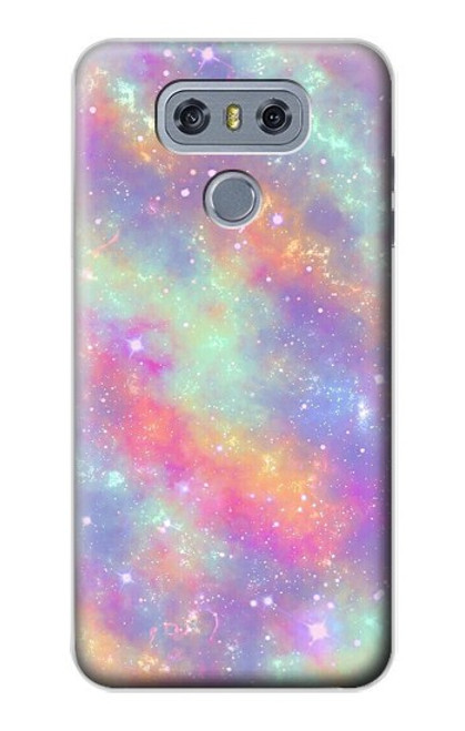 W3706 Pastel Rainbow Galaxy Pink Sky Hülle Schutzhülle Taschen und Leder Flip für LG G6