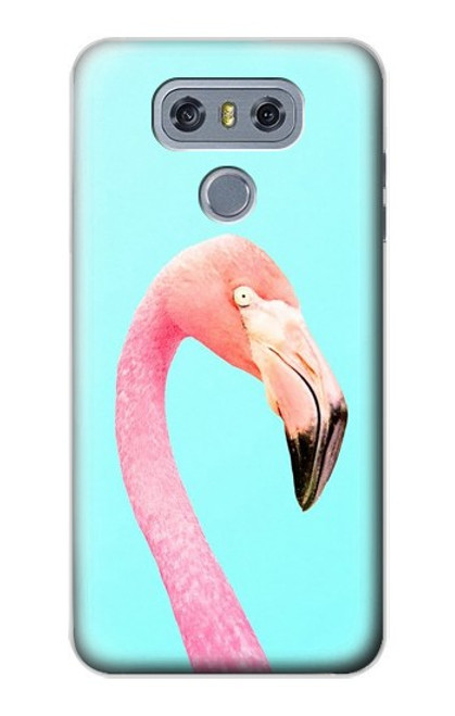 W3708 Pink Flamingo Hülle Schutzhülle Taschen und Leder Flip für LG G6