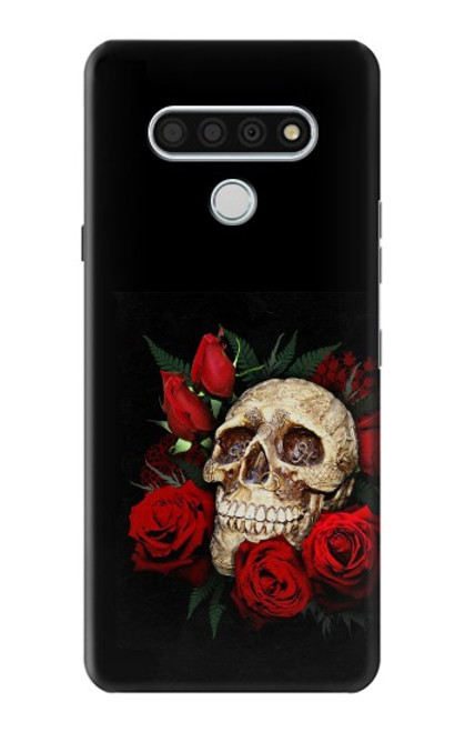 W3753 Dark Gothic Goth Skull Roses Hülle Schutzhülle Taschen und Leder Flip für LG Stylo 6