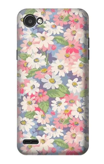 W3688 Floral Flower Art Pattern Hülle Schutzhülle Taschen und Leder Flip für LG Q6