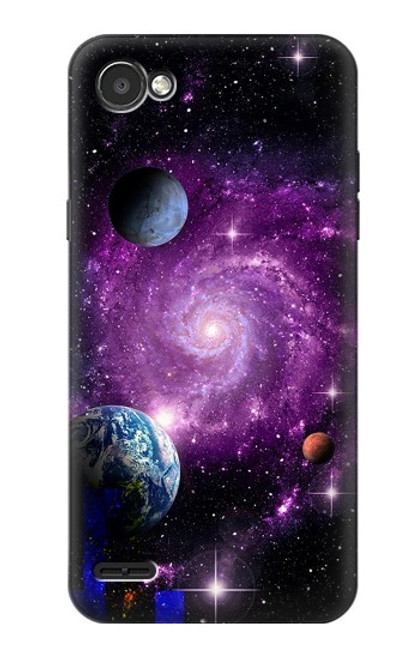 W3689 Galaxy Outer Space Planet Hülle Schutzhülle Taschen und Leder Flip für LG Q6