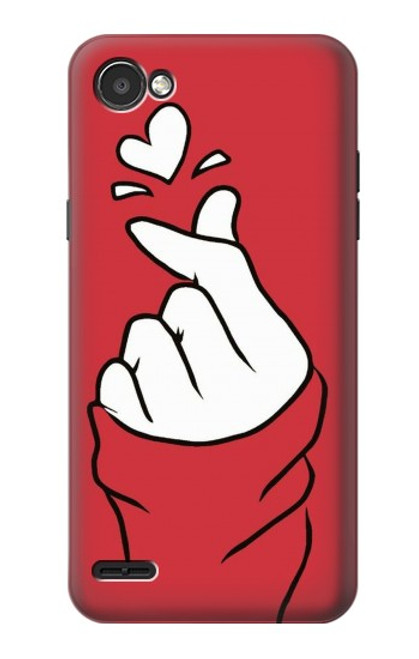 W3701 Mini Heart Love Sign Hülle Schutzhülle Taschen und Leder Flip für LG Q6