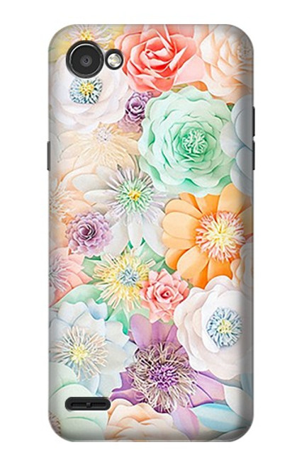 W3705 Pastel Floral Flower Hülle Schutzhülle Taschen und Leder Flip für LG Q6