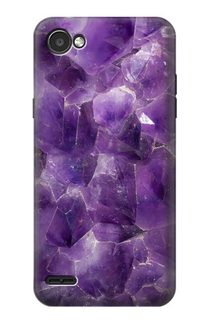 W3713 Purple Quartz Amethyst Graphic Printed Hülle Schutzhülle Taschen und Leder Flip für LG Q6