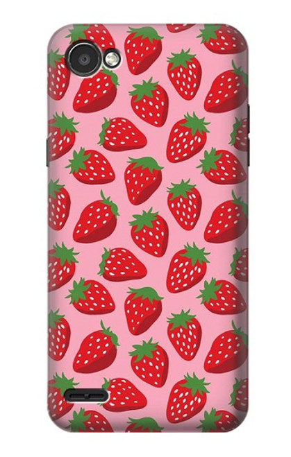 W3719 Strawberry Pattern Hülle Schutzhülle Taschen und Leder Flip für LG Q6