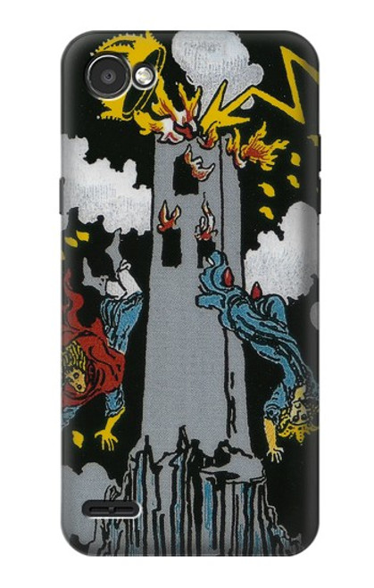 W3745 Tarot Card The Tower Hülle Schutzhülle Taschen und Leder Flip für LG Q6
