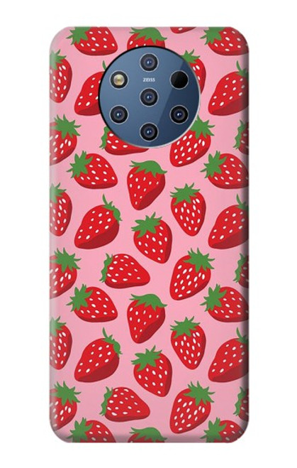 W3719 Strawberry Pattern Hülle Schutzhülle Taschen und Leder Flip für Nokia 9 PureView