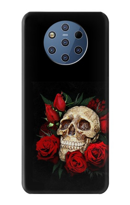 W3753 Dark Gothic Goth Skull Roses Hülle Schutzhülle Taschen und Leder Flip für Nokia 9 PureView